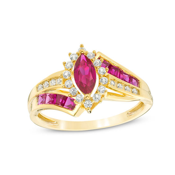 2.0 ct Brilliant Marquise Cut VVS1 Simulated Ruby Yellow Solid 14k or 18k Gold Robotic Laser Engraved Handmade Anniversary Solitaire Ring
