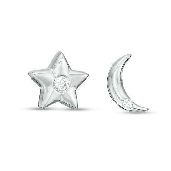 1 pair of earrings on stainless steel Moon cat