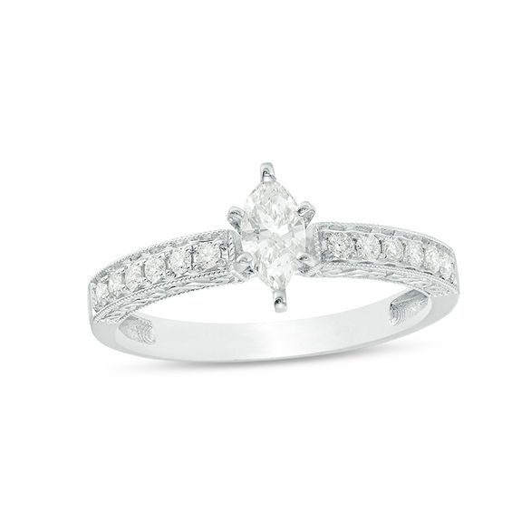 18k White Gold UK Hallmarked Special Offer..Marquise Diamond Engagement Ring