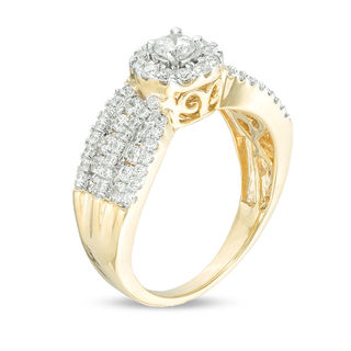 3/4 CT. TW Diamond Frame Multi-Row Engagement Ring in 10K Gold