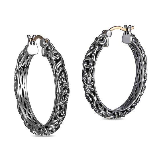 Natural Gemstone Byzantine Hoop Earrings 14K Gold Clad Silver Amethyst Citrine 