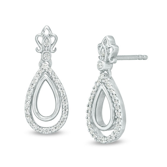 Natural Onyx Ring & 1/5 ct Diamond Circle Drop Earrings in Sterling Silver 