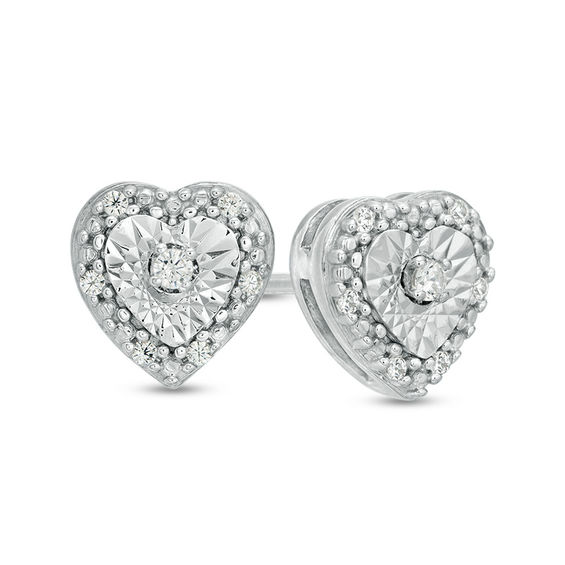 Genuine Aquamarine & Diamond Heart Stud Earrings White Gold Silver 