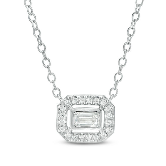 1/4 CT. T.W. Certified Emerald-Cut Diamond Frame Necklace in 14K White Gold  (I/I1)
