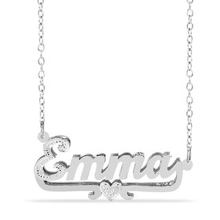 Multi-Finish Script Name with Heart Accent Necklace in Sterling Silver (1 Line) | Zales