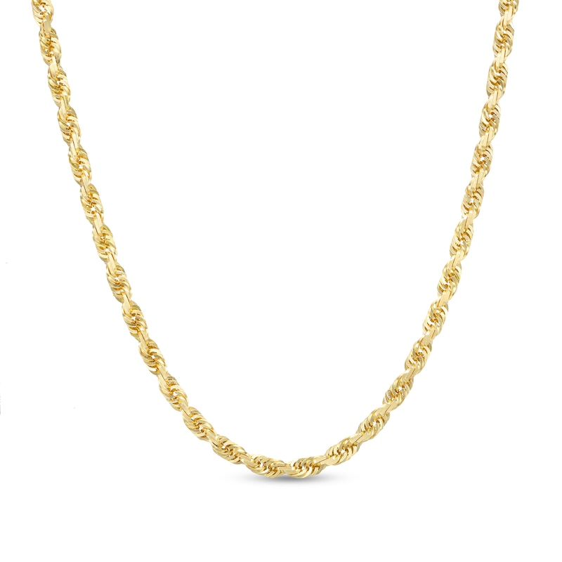 Men's 3.8mm Diamond-Cut Glitter Rope Chain Necklace in Solid 10K Gold - 24"