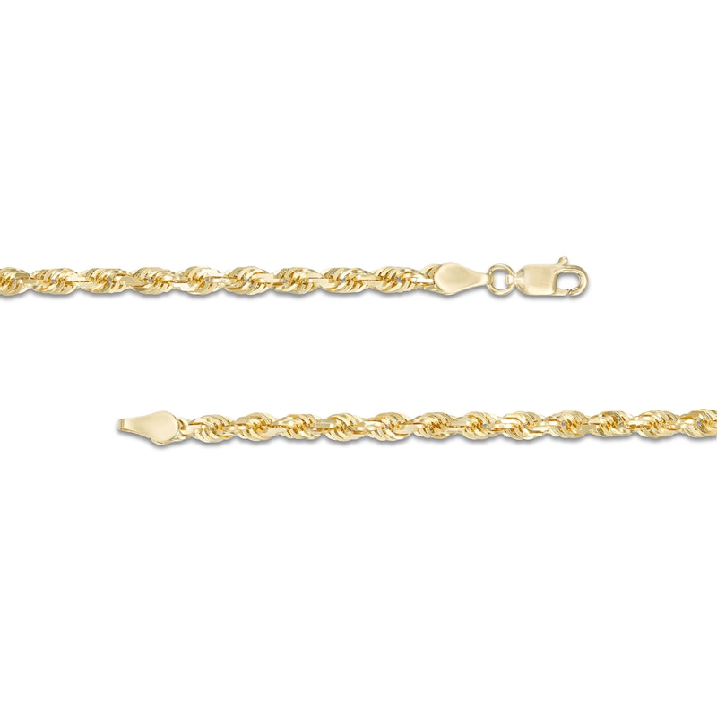 Men's 3.8mm Diamond-Cut Glitter Rope Chain Necklace in Solid 10K Gold - 24"