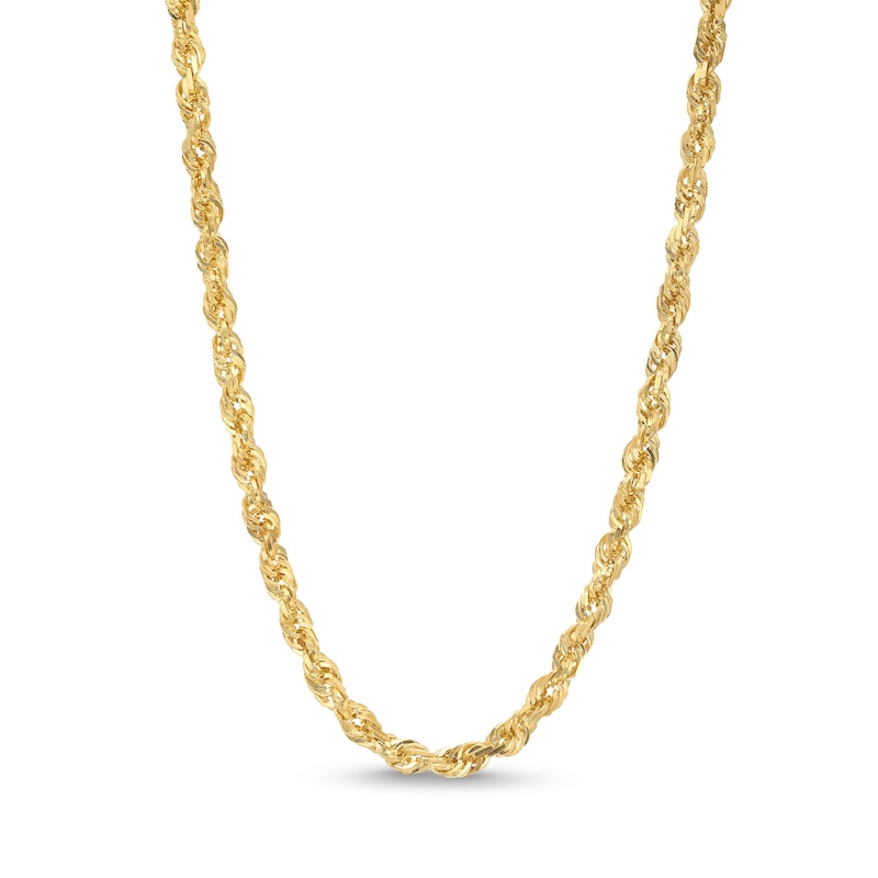 Men's 4.4mm Diamond-Cut Glitter Rope Chain Necklace in Solid 10K Gold - 24"