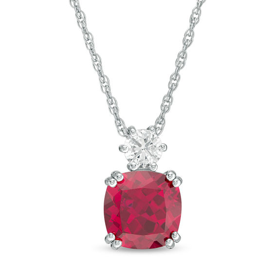 Brilliant Designers Sterling Silver 1.28 CT Created Marquise Ruby & White Sapphire Pendant with 18 Silver Chain 