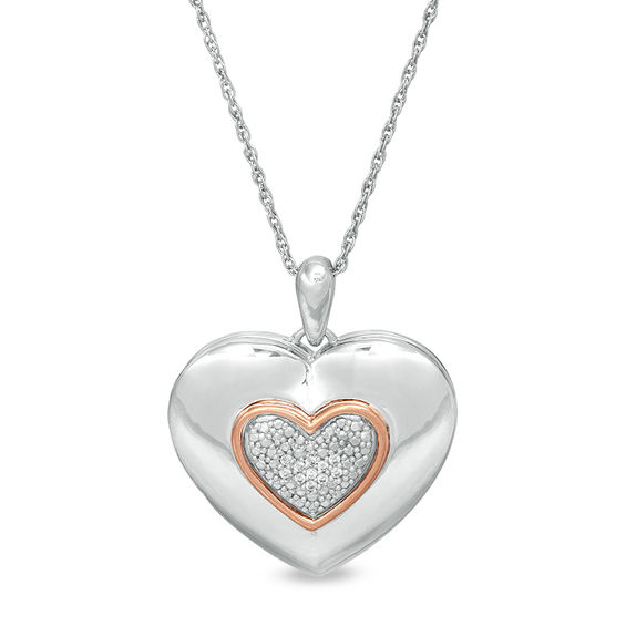 Composite Diamond Accent Heart Locket 