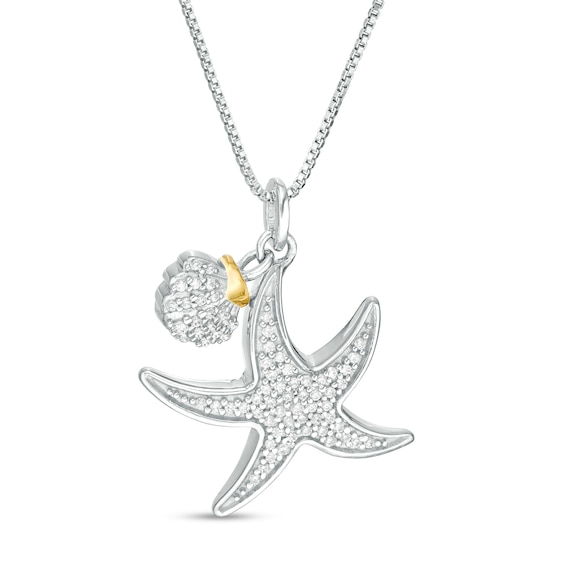 14k White Gold Polished 3-dimensional Starfish Pendant 
