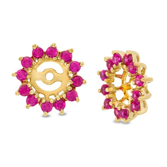 Ruby Cabachon Earring Jackets with Pearl Studs