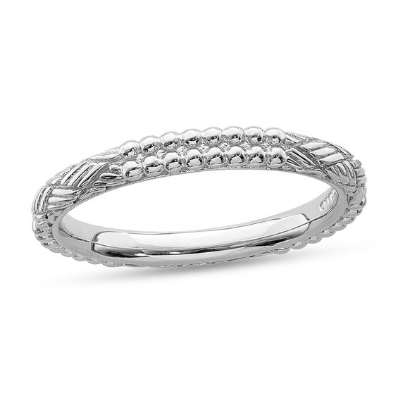 Beautiful Sterling Silver Stackable Expressions Rhodium Beaded Ring