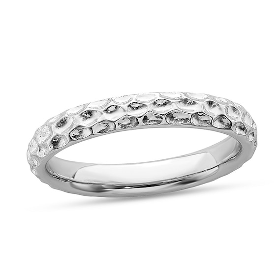 Best Quality Free Gift Box Sterling Silver Black-plated Domed Ring by Stackable Expressions 
