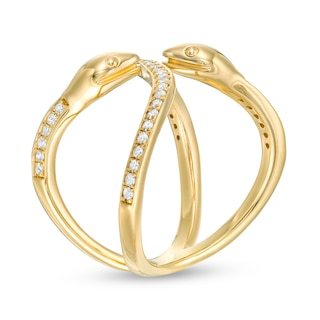 1/4 CT. T.W. Diamond Double Snake Orbit Ring in Sterling Silver with 18K  Gold Plate