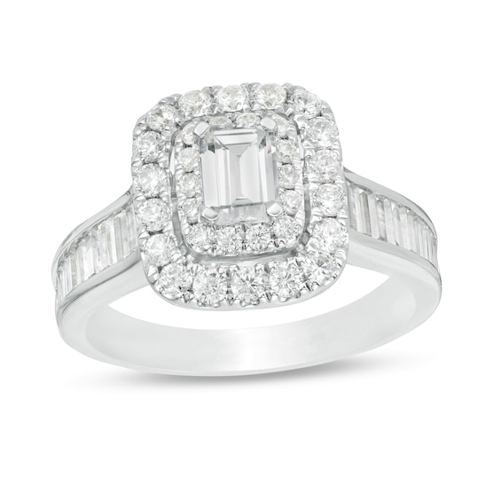 Details about / 4Ct Emerald Cut 3-Stone Diamond Engagement Wedding Ring In 14K White gold Finish