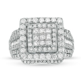 2 CT. T.W. Princess-Cut Composite Diamond Double Frame Engagement Ring in 10K White Gold | Zales