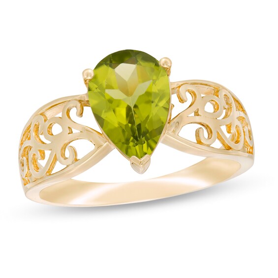 {Design #118} 10ct Oval Cut Natural Green Peridot Solid Sterling Silver Bouquet Heart Prong Filigree Ring size 7