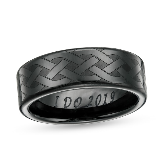 Celtic Knot Tribal Oval Cut Black Onyx Stainless Steel Men's Ring Size 8 
