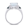 Thumbnail Image 3 of Emerald-Cut Aquamarine, Trillion-Cut Blue Sapphire and 1/20 CT. T.W. Diamond Collar Ring in Sterling Silver