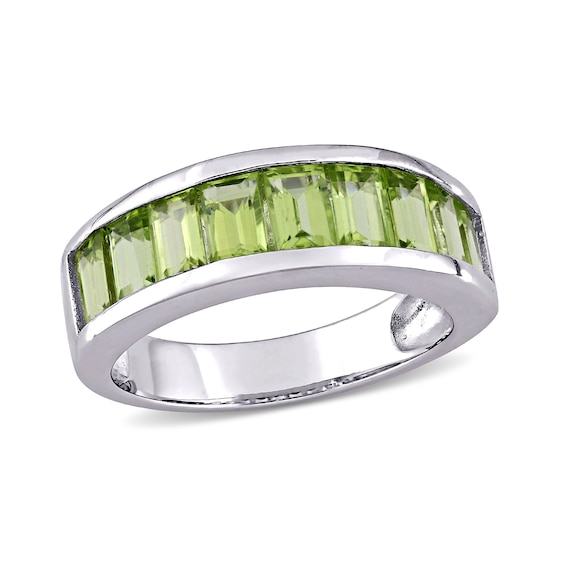 Sterling Silver Eternity Ring Solid Polished Rhodium 2.25 mm 2.25 mm Stackable Expressions Peridot Ring 