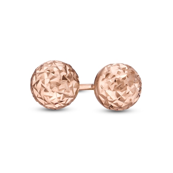 14k Rose Gold Classic Round Shape Stud Earrings 6.0 mm 