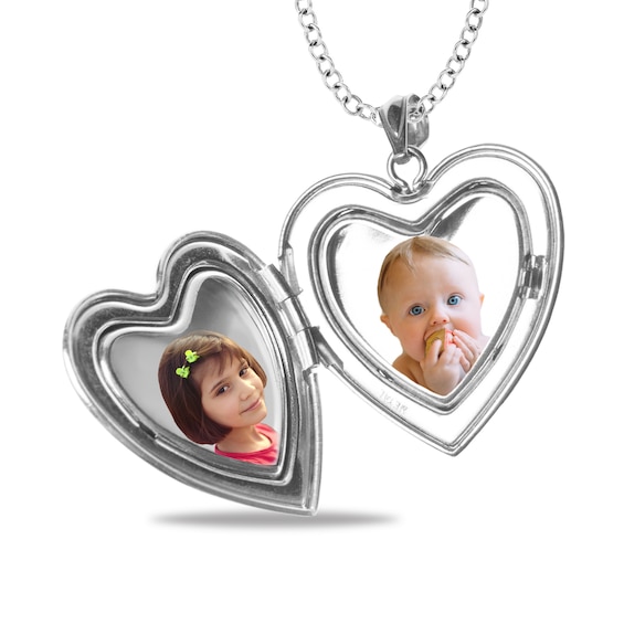 Sterling Silver Heart Picture Locket Just Under 3/4 in X 3/4 in with Engraving 
