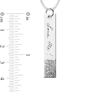 Engravable Print And Your Own Handwriting Vertical Bar Pendant In