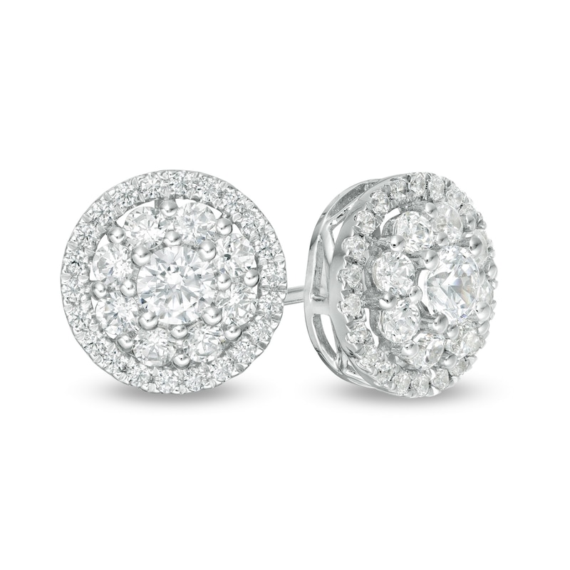 1 CT. T.W. Certified Lab-Created Diamond Double Frame Stud Earrings in 14K White Gold (F/SI2)