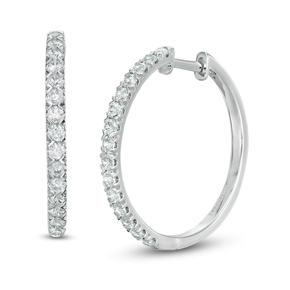 Details about   1/2 Carat Lab Grown Diamond Double line Hoop Earrings In Sterling Silver I,SI