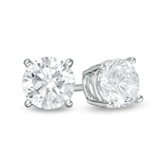 1 Ct T W Certified Lab Created Diamond Solitaire Stud Earrings In 14k White Gold F Si2 Zales