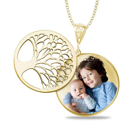 Solid 14k Rose Gold Circle Shaped Tree of Life Disc Pendant 