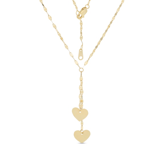 Gold Pink Box Heart Lariat Initial Necklace C 