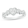 Thumbnail Image 0 of 1/8 CT. T.W. Diamond Heart Frame Filigree Vintage-Style Promise Ring in Sterling Silver