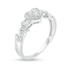 Thumbnail Image 2 of 1/8 CT. T.W. Diamond Heart Frame Filigree Vintage-Style Promise Ring in Sterling Silver