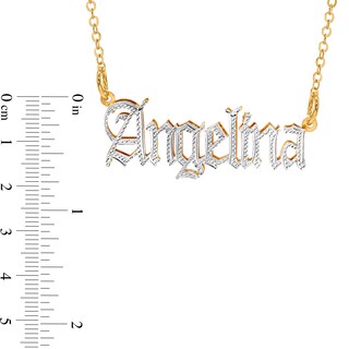 Textured Old English Name Necklace in Sterling Silver and 14K Gold Plate (1  Line) | Zales
