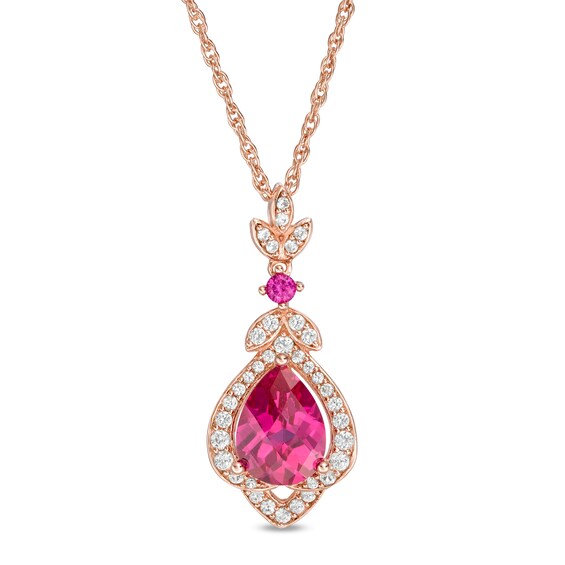 Jewel Zone US Pear Cut Simulated Ruby Pendant & Chain in 14k Gold Over Sterling Silver 1.5 Cttw Jewel Zone US Pear Cut Simulated Ruby Pendant & Chain in 14k Gold Over Sterling Silver 1.5 Cttw
