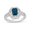 Thumbnail Image 0 of Enchanted Disney Cinderella Octagonal London Blue Topaz and 1/6 CT. T.W. Diamond Ring in Sterling Silver