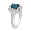 Thumbnail Image 1 of Enchanted Disney Cinderella Octagonal London Blue Topaz and 1/6 CT. T.W. Diamond Ring in Sterling Silver