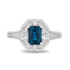 Thumbnail Image 2 of Enchanted Disney Cinderella Octagonal London Blue Topaz and 1/6 CT. T.W. Diamond Ring in Sterling Silver