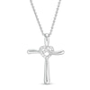 Thumbnail Image 0 of 1/15 CT. T.W. Diamond Cross with Heart Pendant in Sterling Silver
