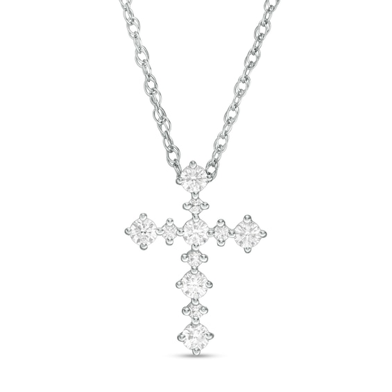 0.15 Ct Round cut Simulated Diamond Fashion Cross Pendant With 18 Chain 10K White Gold 0.15 Ct Round cut Simulated Diamond Fashion Cross Pendant With 18 Chain 10K White Gold