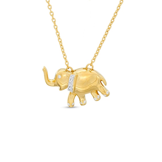 Jewels By Lux 14K Yellow or White And Yellow Two Tone or White Yellow And Rose Tri Color Gold Elephant Pendant 