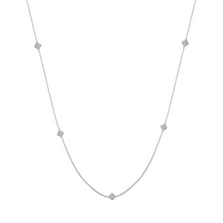 1/4 CT. T.W. Diamond Flower Station Necklace in Sterling Silver | Zales