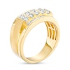 Thumbnail Image 1 of Men's 3/4 CT. T.W. Diamond Four Row Satin Stepped Edge Ring in 10K Gold