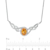 Thumbnail Image 3 of Oval Citrine and White Topaz Twist Frame Necklace, Drop Earrings and Ring in Sterling Silver - Size 7