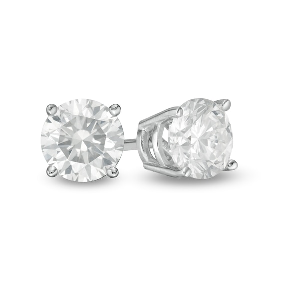 14k White Gold Men Round Diamond Simulant CZ SINGLE STUD Earring 3-Prong 1/8-1ct,Excellent Quality 