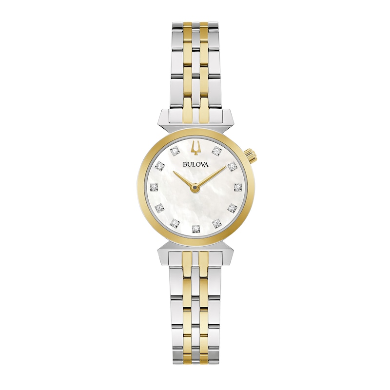 Ladies' Bulova Regatta Diamond Accent Two-Tone Watch with Mother-of-Pearl Dial (Model: 98P202)