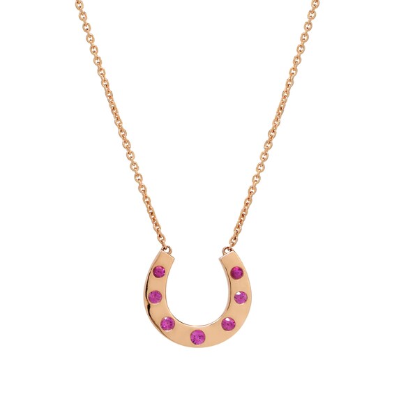 Au Xchange Pink Sapphire Horseshoe Necklace In 14k Rose Gold 16 Zales - Pink Pendant Necklace Australia