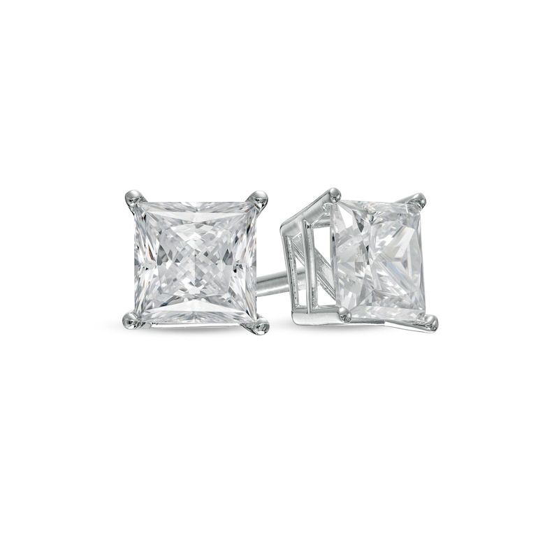 2 CT. T.W. Certified Princess-Cut Lab-Created Diamond Solitaire Stud Earrings in 14K White Gold (F/SI2)
